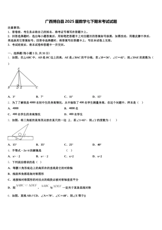 广西博白县2025届数学七下期末考试试题含解析