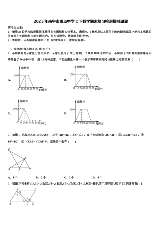 2025年南宁市重点中学七下数学期末复习检测模拟试题含解析
