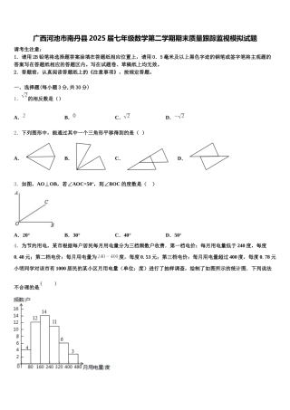 广西河池市南丹县2025届七年级数学第二学期期末质量跟踪监视模拟试题含解析