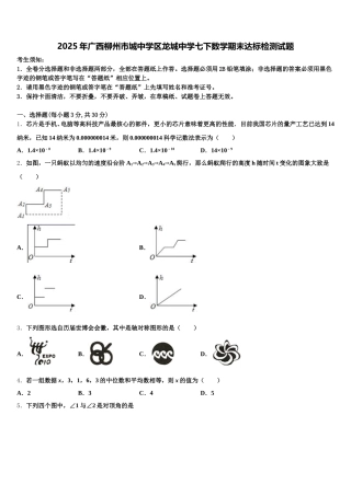 2025年广西柳州市城中学区龙城中学七下数学期末达标检测试题含解析