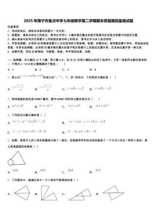 2025年南宁市重点中学七年级数学第二学期期末质量跟踪监视试题含解析