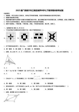 2025届广西南宁市江南区维罗中学七下数学期末联考试题含解析