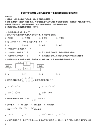 来宾市重点中学2025年数学七下期末质量跟踪监视试题含解析