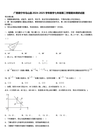 广西南宁市马山县2024-2025学年数学七年级第二学期期末调研试题含解析