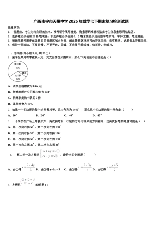 广西南宁市天桃中学2025年数学七下期末复习检测试题含解析