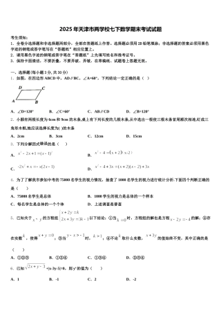2025年天津市两学校七下数学期末考试试题含解析