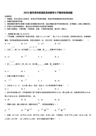 2025届天津市武清区名校数学七下期末检测试题含解析