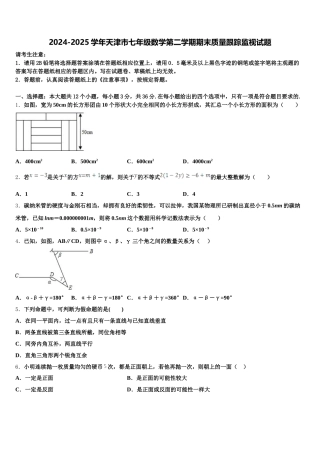 2024-2025学年天津市七年级数学第二学期期末质量跟踪监视试题含解析