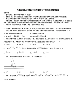 天津市宝坻区名校2025年数学七下期末监测模拟试题含解析
