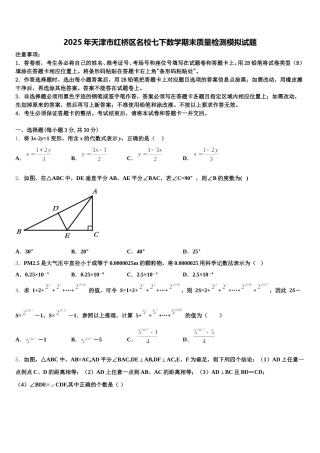 2025年天津市红桥区名校七下数学期末质量检测模拟试题含解析