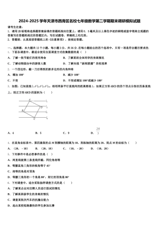 2024-2025学年天津市西青区名校七年级数学第二学期期末调研模拟试题含解析