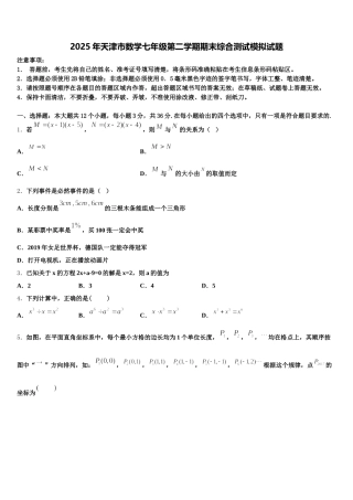 2025年天津市数学七年级第二学期期末综合测试模拟试题含解析