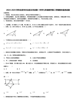 2024-2025学年北京市丰台区长辛店第一中学七年级数学第二学期期末监测试题含解析