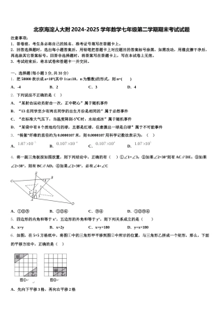 北京海淀人大附2024-2025学年数学七年级第二学期期末考试试题含解析