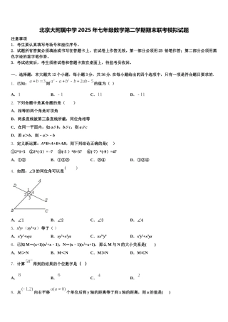 北京大附属中学2025年七年级数学第二学期期末联考模拟试题含解析
