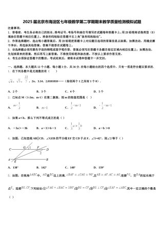 2025届北京市海淀区七年级数学第二学期期末教学质量检测模拟试题含解析