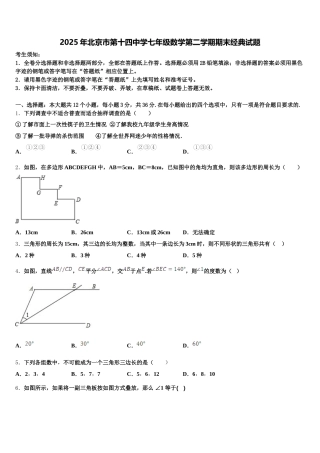 2025年北京市第十四中学七年级数学第二学期期末经典试题含解析
