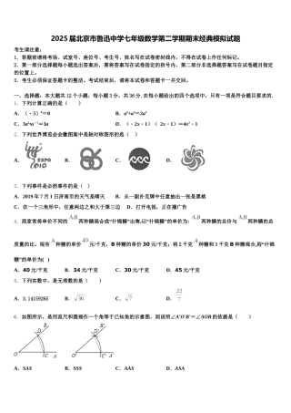 2025届北京市鲁迅中学七年级数学第二学期期末经典模拟试题含解析