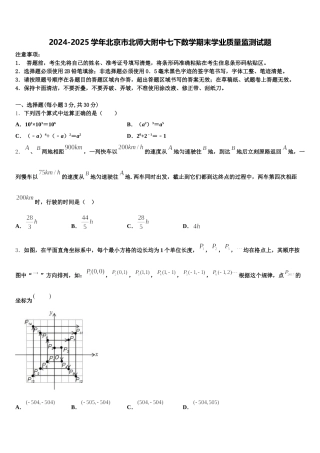 2024-2025学年北京市北师大附中七下数学期末学业质量监测试题含解析