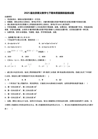 2025届北京顺义数学七下期末质量跟踪监视试题含解析