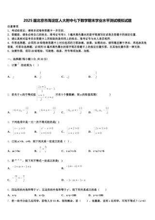 2025届北京市海淀区人大附中七下数学期末学业水平测试模拟试题含解析