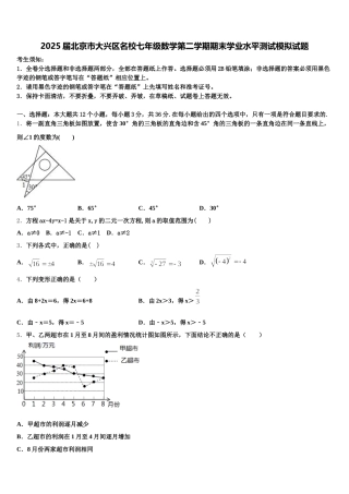 2025届北京市大兴区名校七年级数学第二学期期末学业水平测试模拟试题含解析
