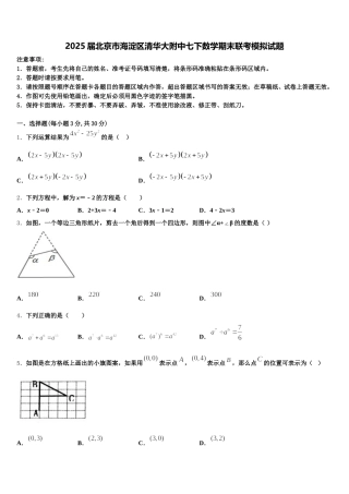 2025届北京市海淀区清华大附中七下数学期末联考模拟试题含解析