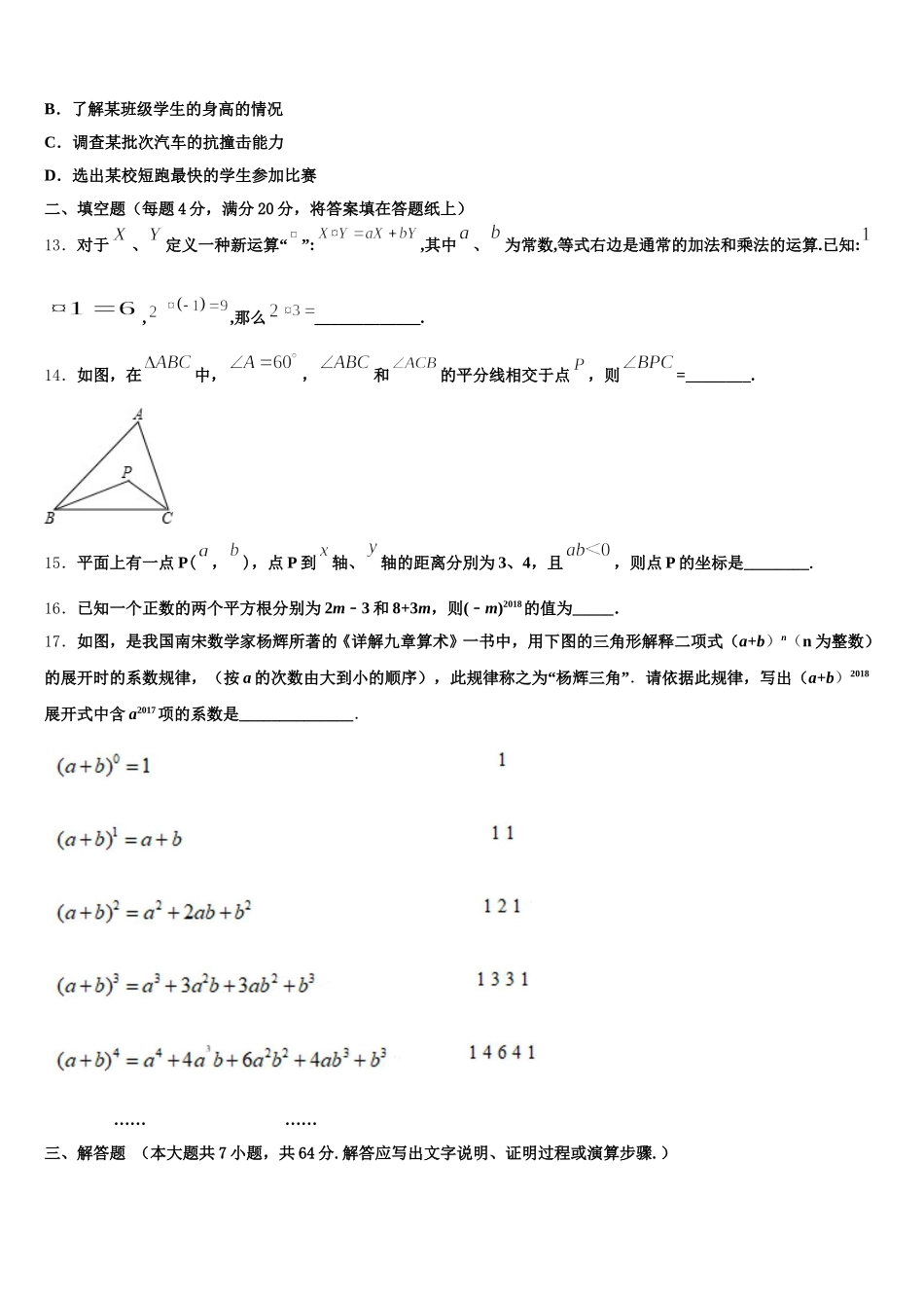 第二附属中学2024-2025学年数学七年级第二学期期末质量跟踪监视模拟试题含解析_第3页