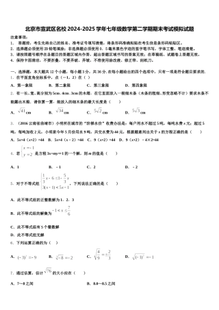 北京市宣武区名校2024-2025学年七年级数学第二学期期末考试模拟试题含解析