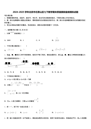 2024-2025学年北京市石景山区七下数学期末质量跟踪监视模拟试题含解析