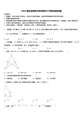 2025届北京首师大附中数学七下期末预测试题含解析