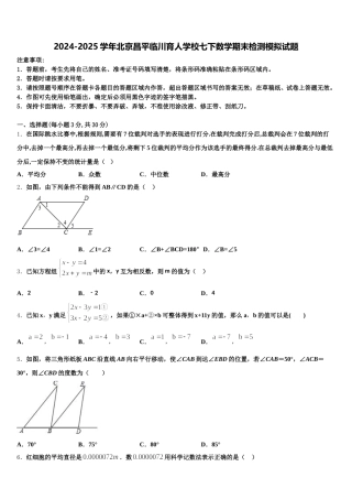 2024-2025学年北京昌平临川育人学校七下数学期末检测模拟试题含解析