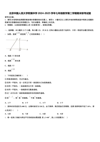 北京中国人民大学附属中学2024-2025学年七年级数学第二学期期末联考试题含解析