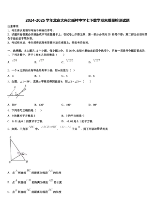 2024-2025学年北京大兴北臧村中学七下数学期末质量检测试题含解析