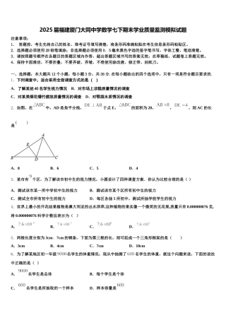 2025届福建厦门大同中学数学七下期末学业质量监测模拟试题含解析