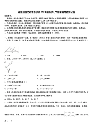 福建省厦门市音乐学校2025届数学七下期末复习检测试题含解析