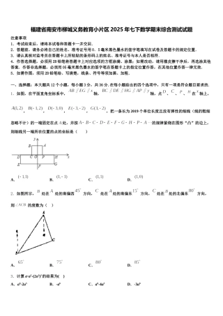 福建省南安市柳城义务教育小片区2025年七下数学期末综合测试试题含解析