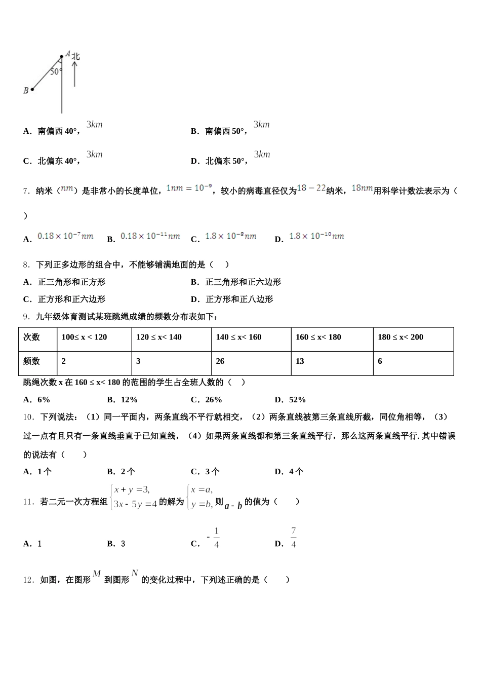 2024-2025学年福建厦门华侨中学七年级数学第二学期期末经典试题含解析_第2页