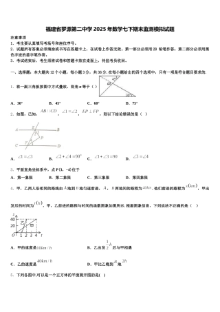 福建省罗源第二中学2025年数学七下期末监测模拟试题含解析