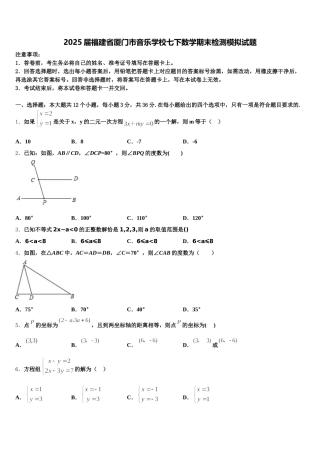 2025届福建省厦门市音乐学校七下数学期末检测模拟试题含解析