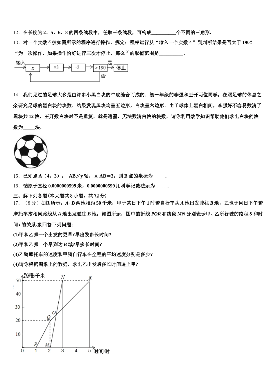 福建省龙岩市上杭县2024-2025学年数学七下期末学业质量监测试题含解析_第3页