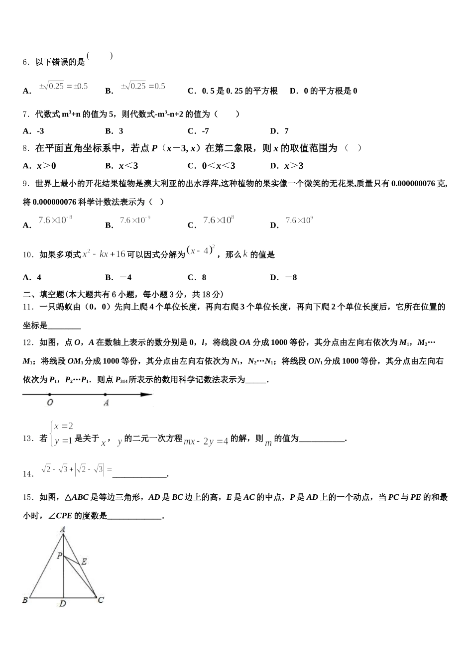 2024-2025学年福建省邵武市四中学片区数学七年级第二学期期末统考试题含解析_第2页