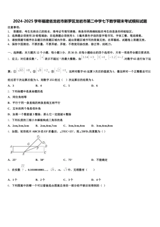 2024-2025学年福建省龙岩市新罗区龙岩市第二中学七下数学期末考试模拟试题含解析