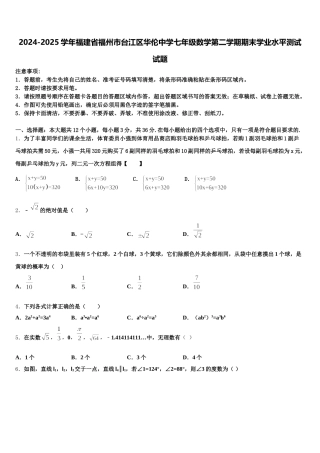 2024-2025学年福建省福州市台江区华伦中学七年级数学第二学期期末学业水平测试试题含解析