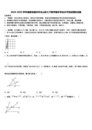 2024-2025学年福建省福州市仓山区七下数学期末学业水平测试模拟试题含解析