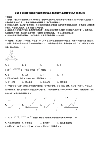 2025届福建省泉州市泉港区数学七年级第二学期期末综合测试试题含解析