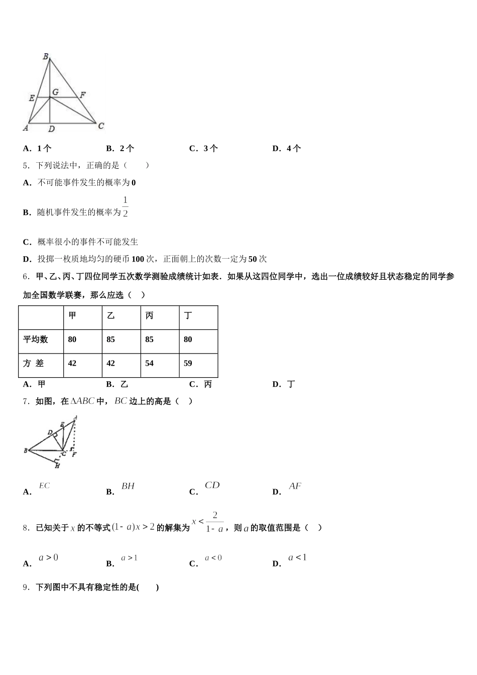 2024-2025学年福建省厦门市思明区湖滨中学数学七下期末教学质量检测模拟试题含解析_第2页