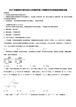 2025年福建省宁德市名校七年级数学第二学期期末学业质量监测模拟试题含解析
