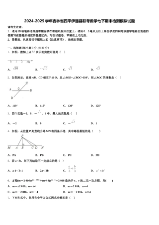 2024-2025学年吉林省四平伊通县联考数学七下期末检测模拟试题含解析