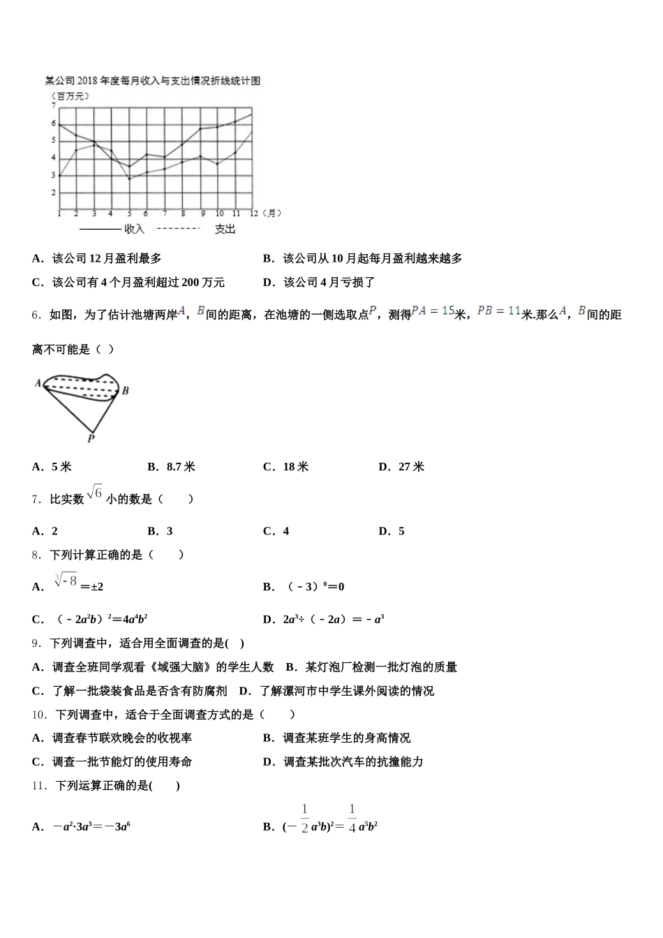 吉林省农安县三盛玉中学2024-2025学年七下数学期末综合测试模拟试题含解析_第2页